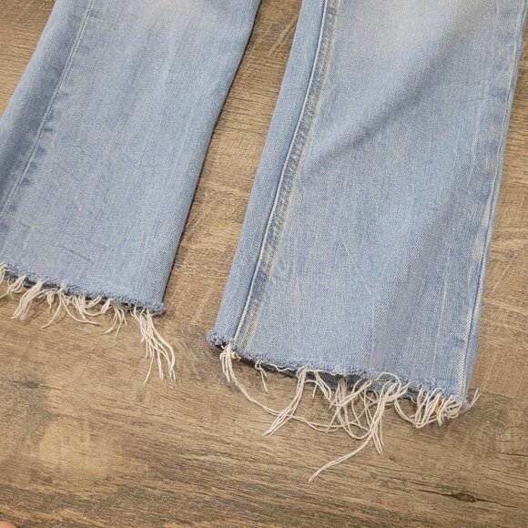 ZARA | The Dreed Flare Cropped Raw Hem Light Wash Denim Jeans | Sz. 2 - Picture 3 of 6
